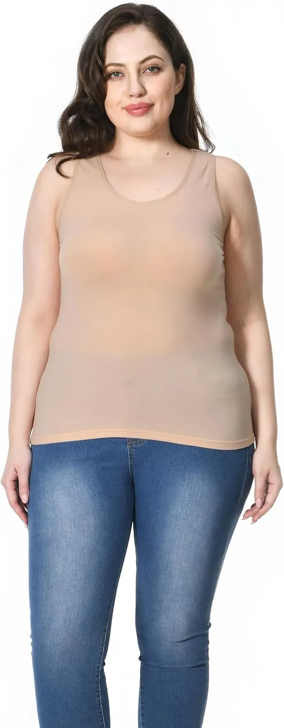 Comfneat Women's 4-Pack Slim-Fit Basic Tanks Cotton Casual Comfy Top Underwear Vests