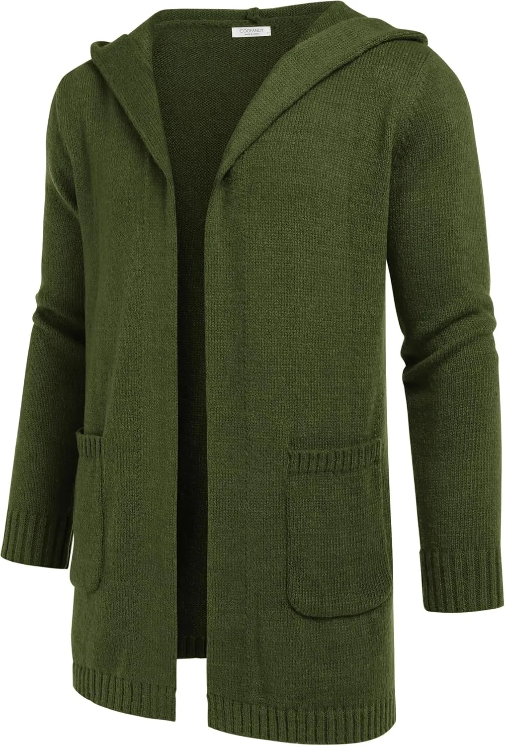 COOFANDY Mens Long Open Front Cardigan Sweater Lightweight Hooded Knitted Cardigan Sweaters with Pockets