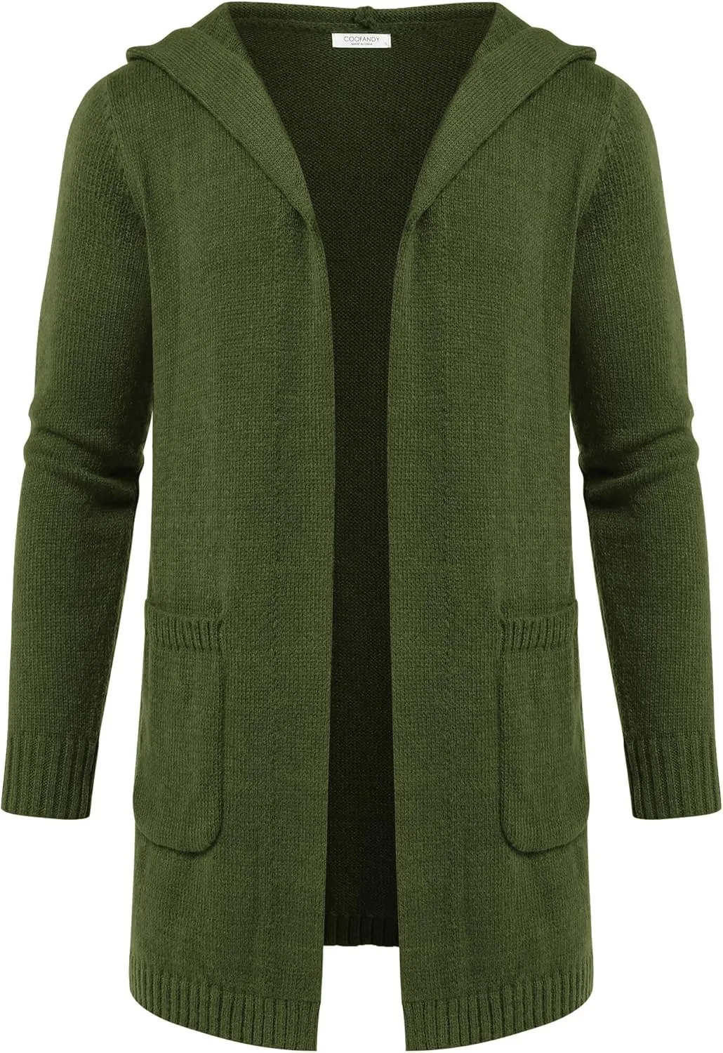COOFANDY Mens Long Open Front Cardigan Sweater Lightweight Hooded Knitted Cardigan Sweaters with Pockets