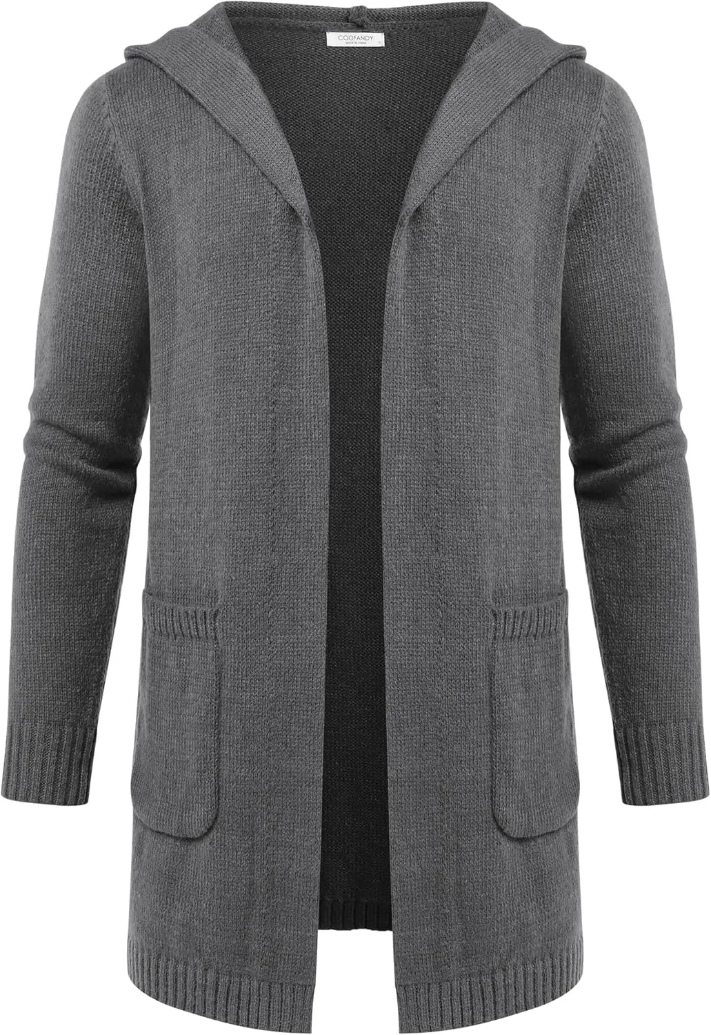 COOFANDY Mens Long Open Front Cardigan Sweater Lightweight Hooded Knitted Cardigan Sweaters with Pockets