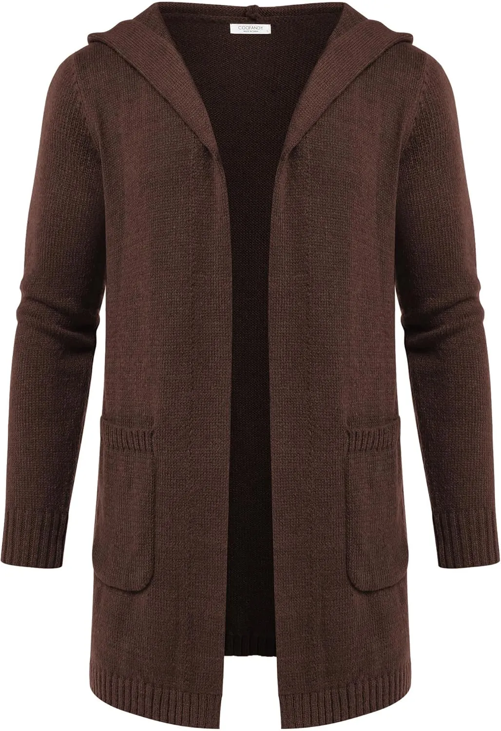 COOFANDY Mens Long Open Front Cardigan Sweater Lightweight Hooded Knitted Cardigan Sweaters with Pockets