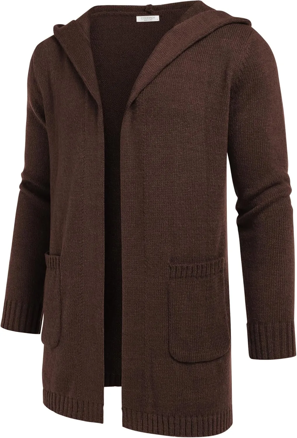COOFANDY Mens Long Open Front Cardigan Sweater Lightweight Hooded Knitted Cardigan Sweaters with Pockets