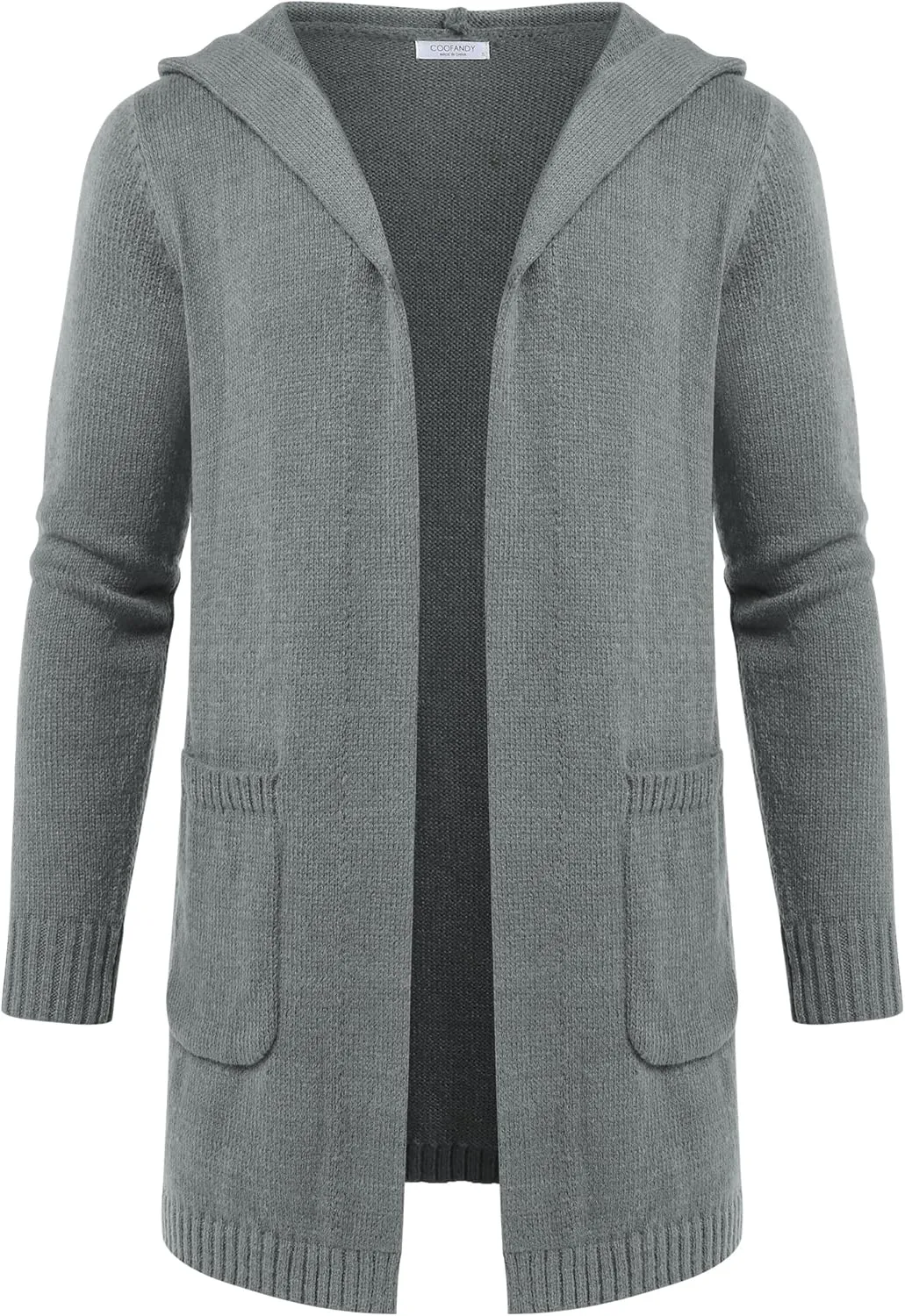 COOFANDY Mens Long Open Front Cardigan Sweater Lightweight Hooded Knitted Cardigan Sweaters with Pockets