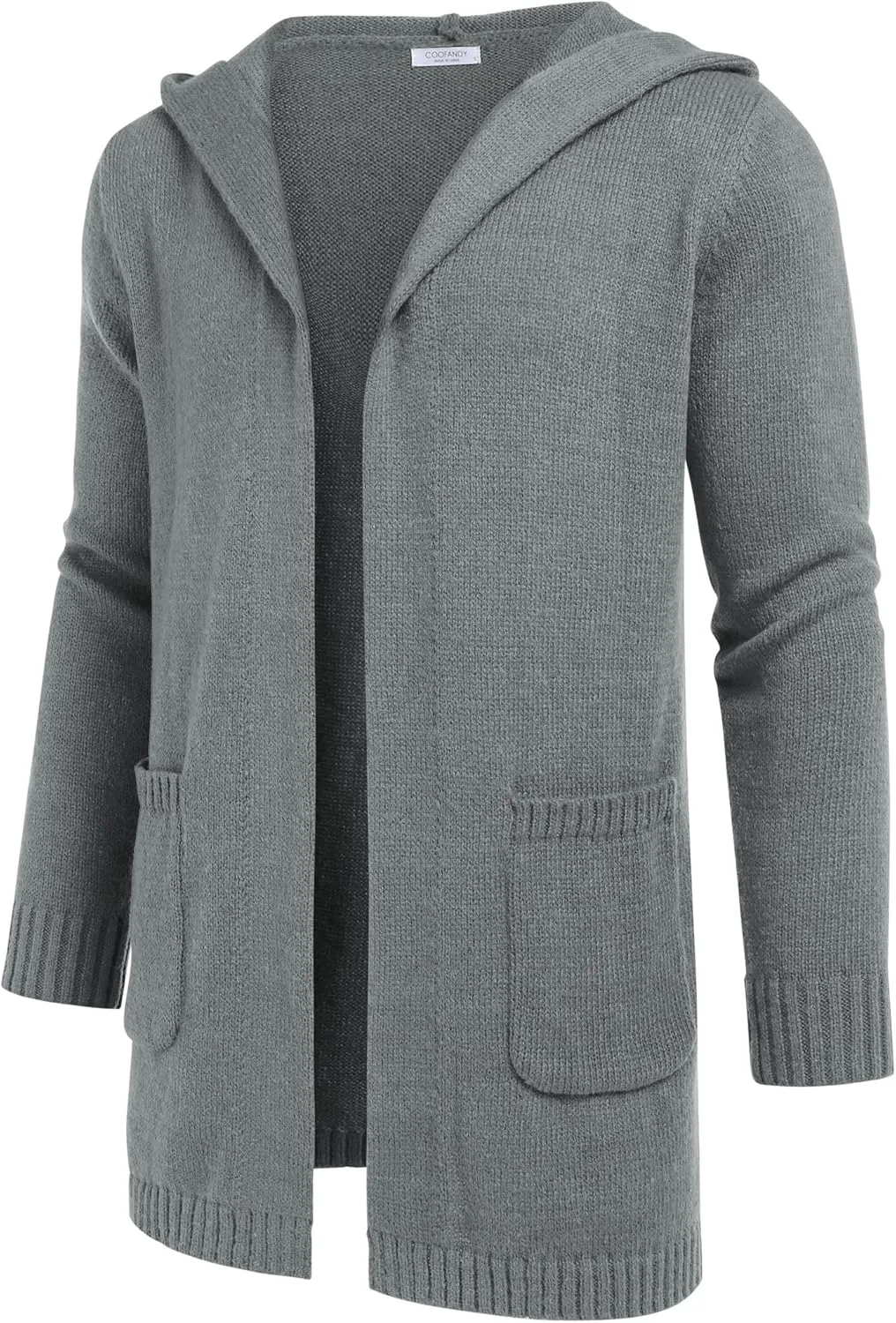 COOFANDY Mens Long Open Front Cardigan Sweater Lightweight Hooded Knitted Cardigan Sweaters with Pockets