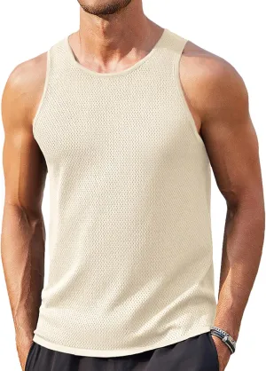 COOFANDY Mens Tank Tops Summer Beach Sleeveless Muscle Shirts Casual Knit Tanks Workout Gym Tee