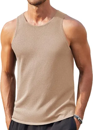 COOFANDY Mens Tank Tops Summer Beach Sleeveless Muscle Shirts Casual Knit Tanks Workout Gym Tee