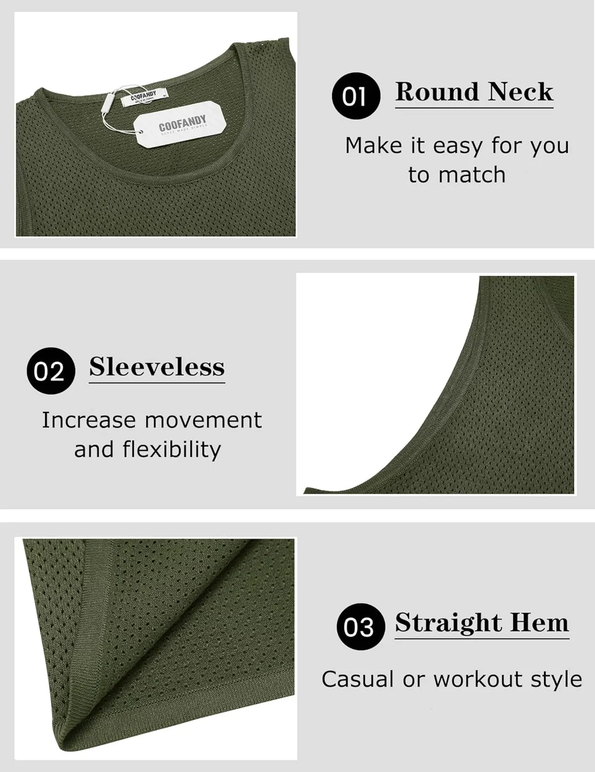 COOFANDY Mens Tank Tops Summer Beach Sleeveless Muscle Shirts Casual Knit Tanks Workout Gym Tee