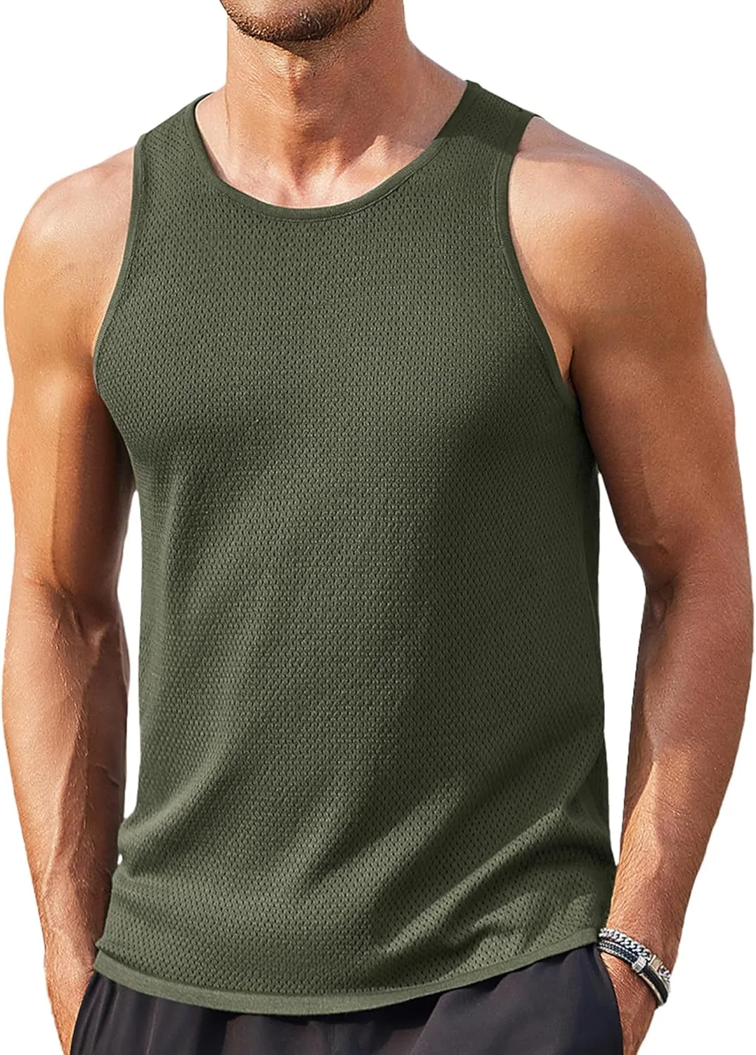 COOFANDY Mens Tank Tops Summer Beach Sleeveless Muscle Shirts Casual Knit Tanks Workout Gym Tee