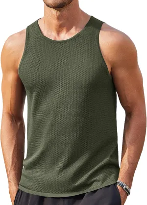 COOFANDY Mens Tank Tops Summer Beach Sleeveless Muscle Shirts Casual Knit Tanks Workout Gym Tee