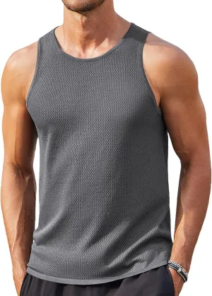 COOFANDY Mens Tank Tops Summer Beach Sleeveless Muscle Shirts Casual Knit Tanks Workout Gym Tee
