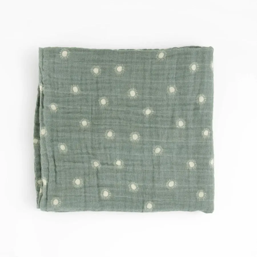 Cotton Muslin Swaddle (Sage Suns)