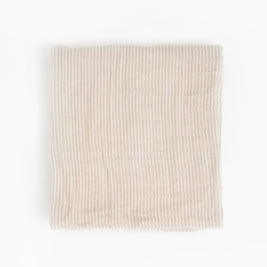 Cotton Muslin Swaddle (Sand Stripe)