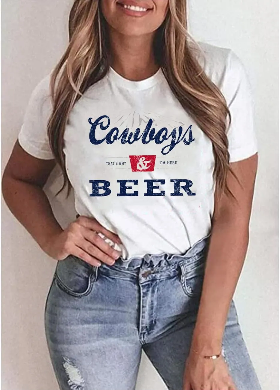 Country Music Cowboy Shirt Women Vintage Concert Tees Funny Western Rodeo Graphic Short Sleeve Tops T-Shirt