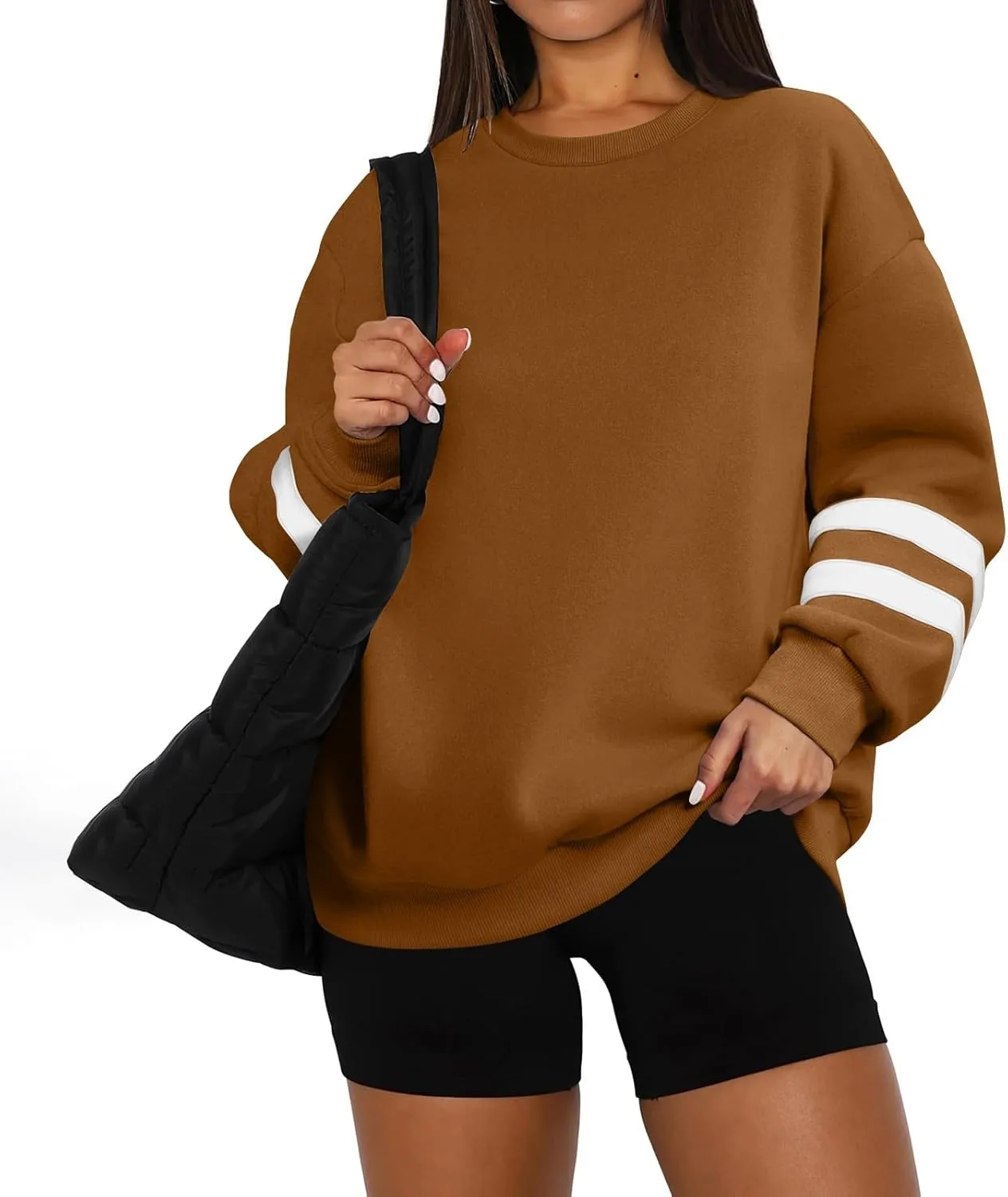 Crewneck Sweatshirts Women Trendy Color Block Plus Size Fleece Sweatshirt Warm Cozy Oversized Hoodies Pullover