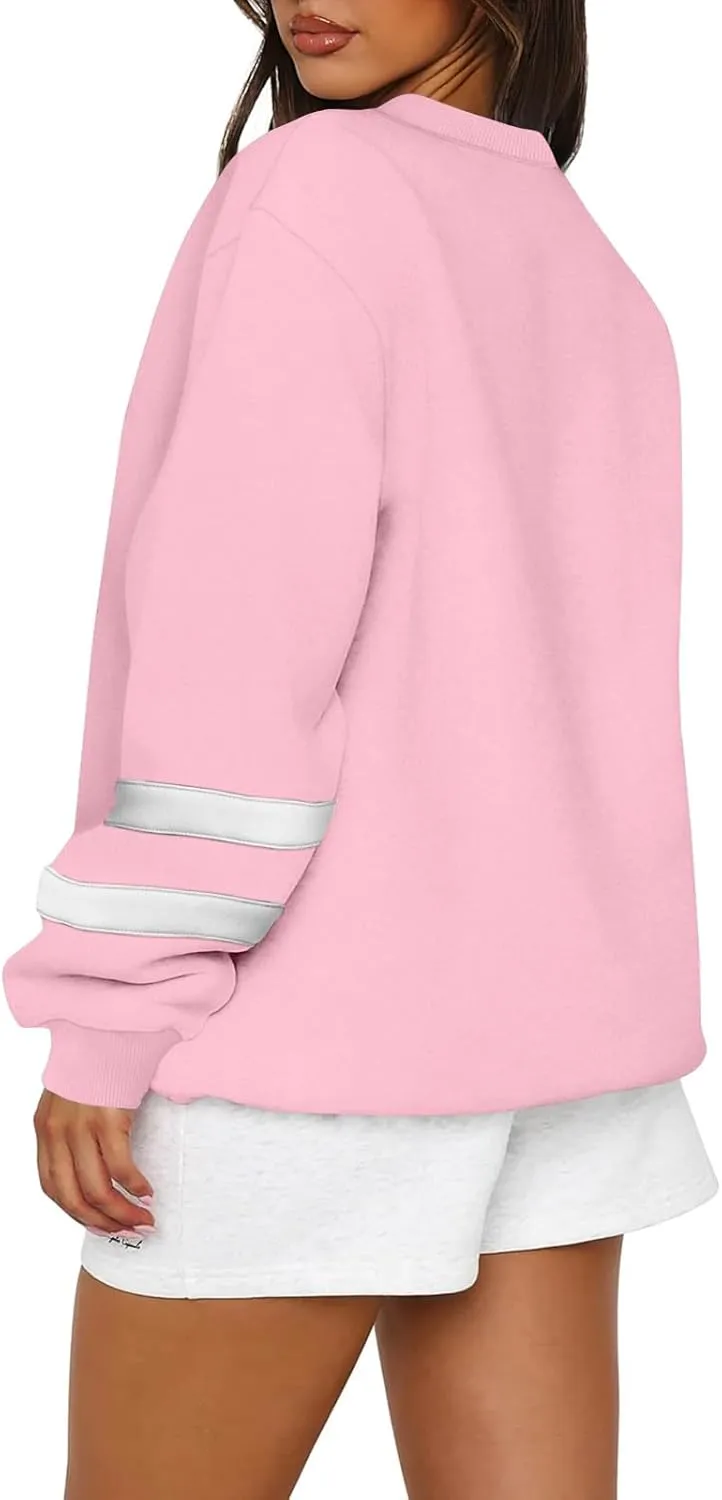 Crewneck Sweatshirts Women Trendy Color Block Plus Size Fleece Sweatshirt Warm Cozy Oversized Hoodies Pullover