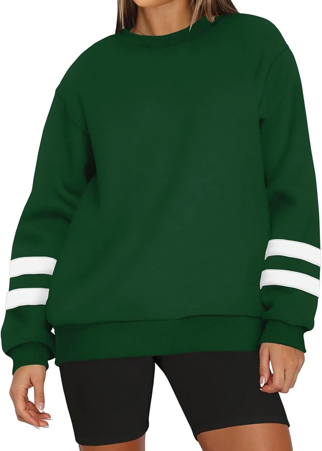 Crewneck Sweatshirts Women Trendy Color Block Plus Size Fleece Sweatshirt Warm Cozy Oversized Hoodies Pullover