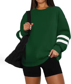 Crewneck Sweatshirts Women Trendy Color Block Plus Size Fleece Sweatshirt Warm Cozy Oversized Hoodies Pullover