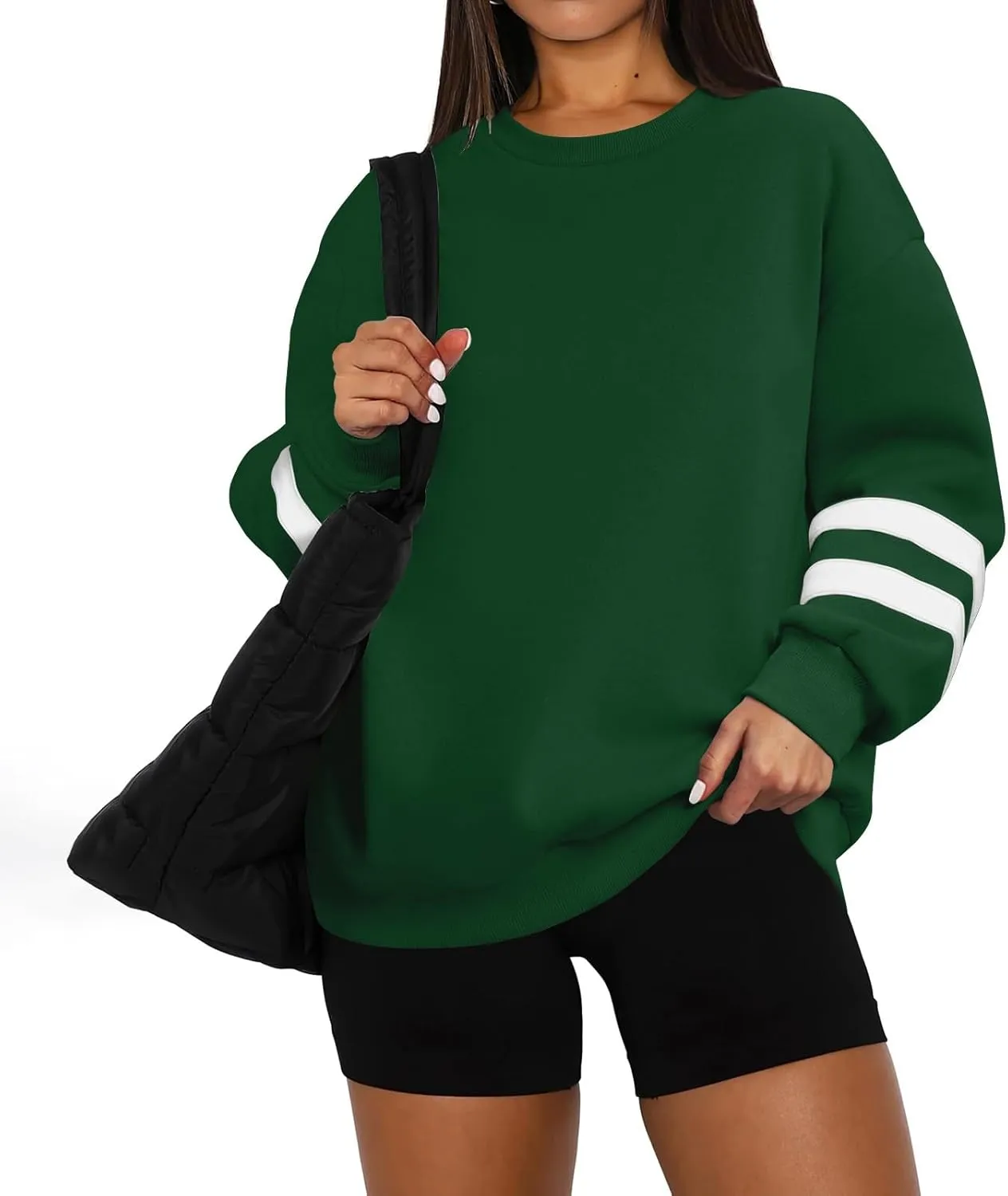 Crewneck Sweatshirts Women Trendy Color Block Plus Size Fleece Sweatshirt Warm Cozy Oversized Hoodies Pullover