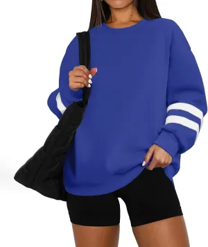 Crewneck Sweatshirts Women Trendy Color Block Plus Size Fleece Sweatshirt Warm Cozy Oversized Hoodies Pullover