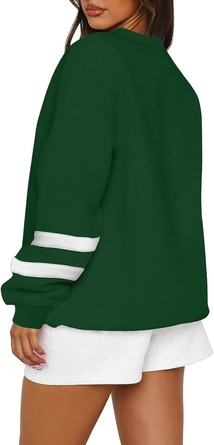 Crewneck Sweatshirts Women Trendy Color Block Plus Size Fleece Sweatshirt Warm Cozy Oversized Hoodies Pullover