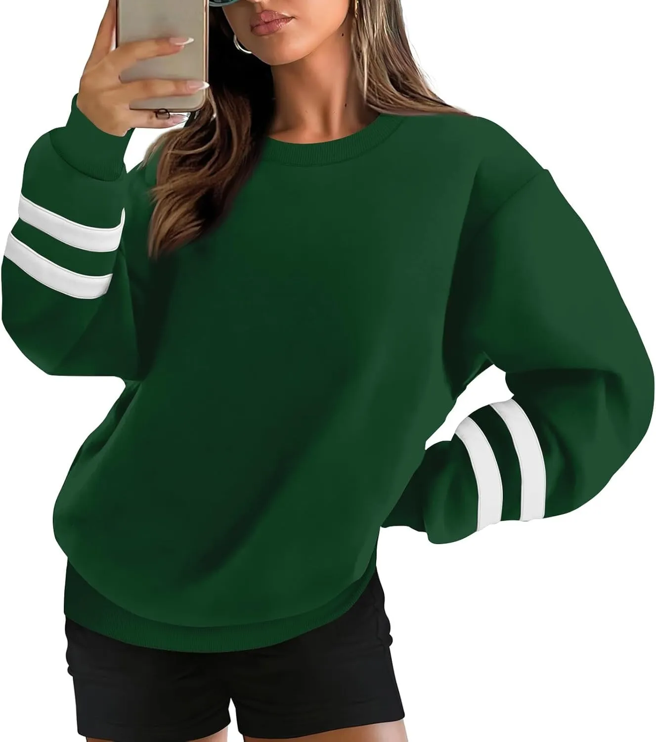 Crewneck Sweatshirts Women Trendy Color Block Plus Size Fleece Sweatshirt Warm Cozy Oversized Hoodies Pullover