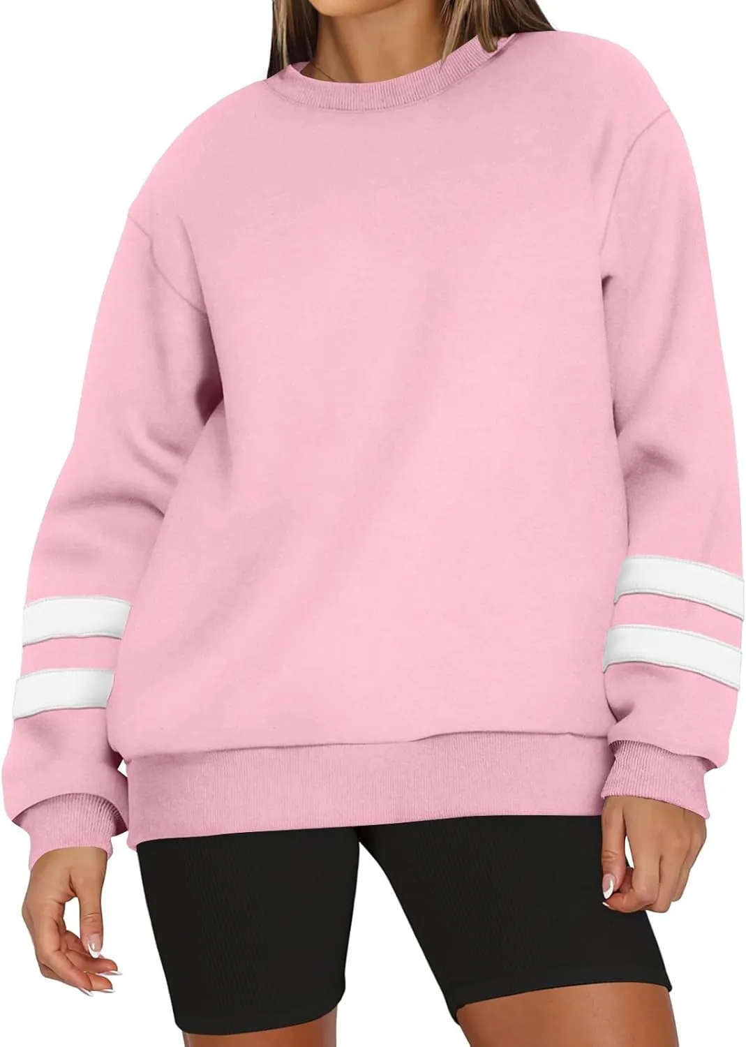 Crewneck Sweatshirts Women Trendy Color Block Plus Size Fleece Sweatshirt Warm Cozy Oversized Hoodies Pullover