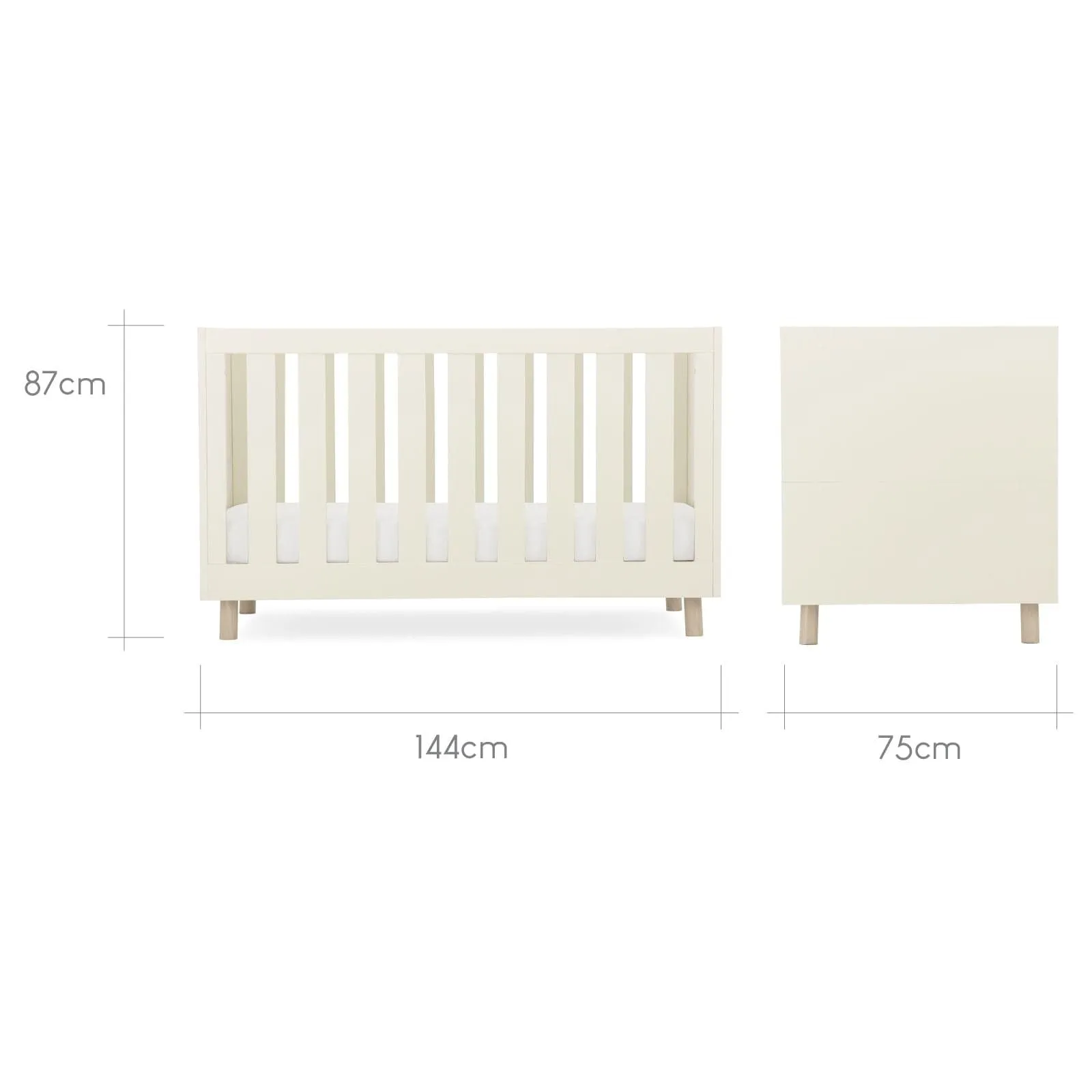 Cuddle Co Harper Cot Bed - Cream & Ash
