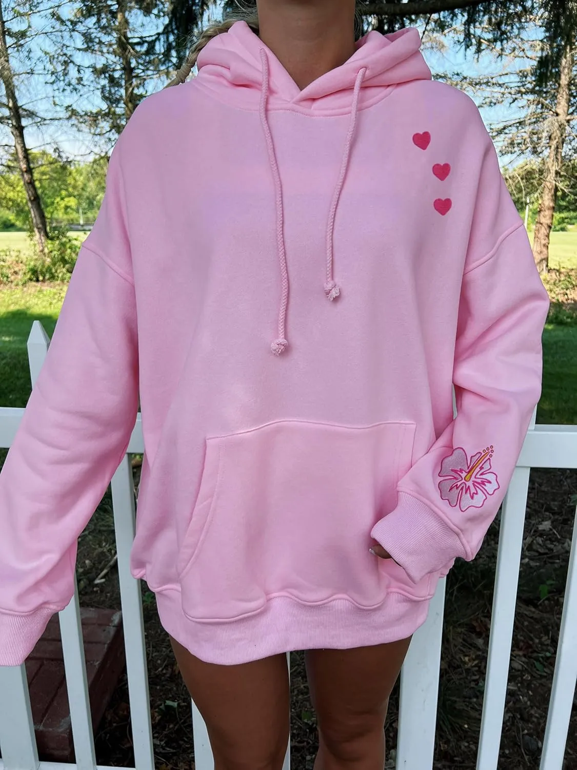 Cute Hoodies for Teen Girls Women Y2k Floral Graphic Oversized Sweatshirt Long Sleeve Aesthetic Preppy Clothes