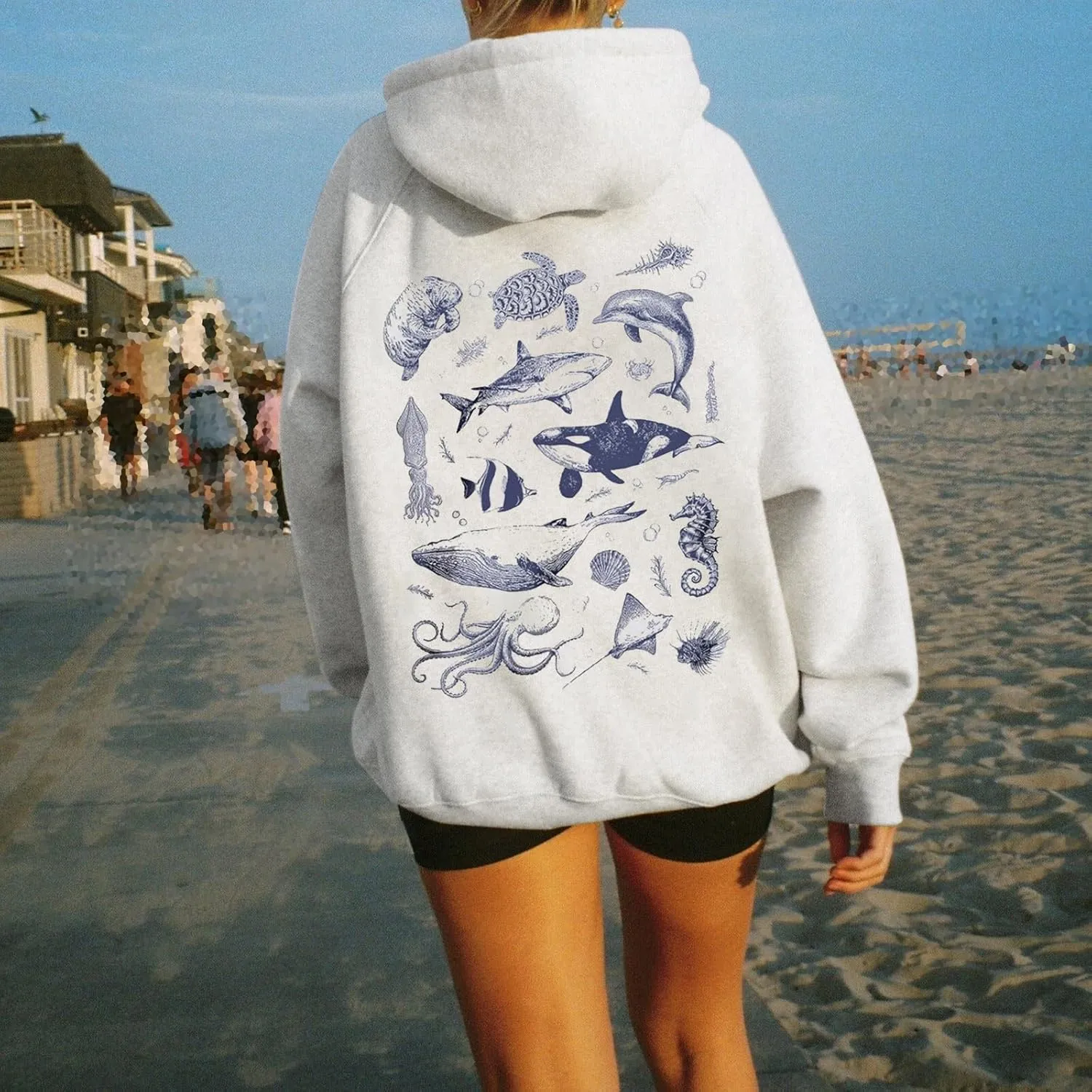 Cute Hoodies for Teen Girls Women Y2k Floral Graphic Oversized Sweatshirt Long Sleeve Aesthetic Preppy Clothes