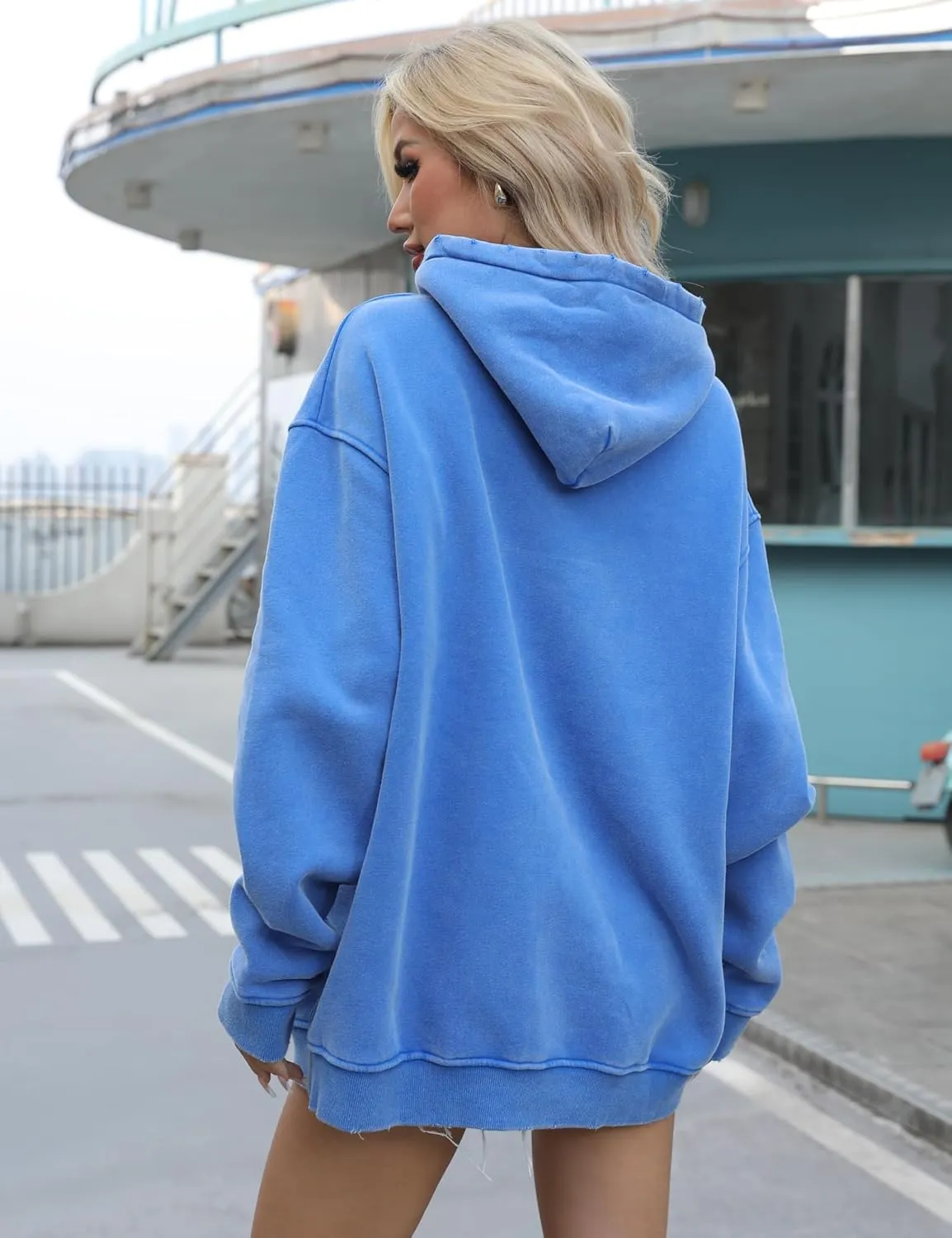 Dnzzs Womens Oversized Hoodie Acid Wash Hoodie Vintage Sweatshirt Heavyweight Fleece Cotton Streetwear Trendy Hoodies