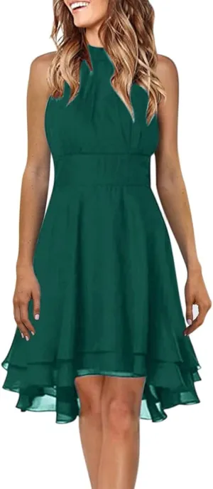 Dress Elegant for Women for Wedding 2025 Women's Halter Neck Sexy Split Cocktail Party Mini Short Formal Dresses