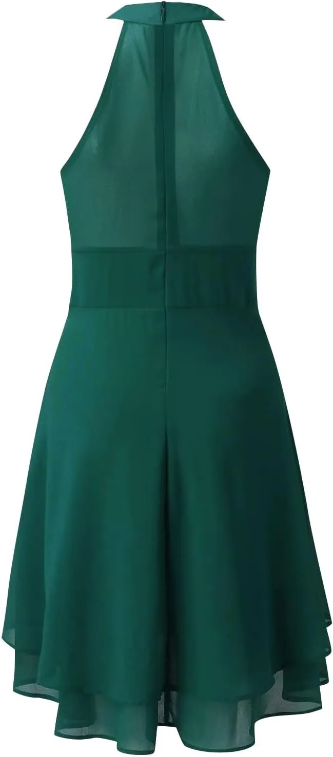 Dress Elegant for Women for Wedding 2025 Women's Halter Neck Sexy Split Cocktail Party Mini Short Formal Dresses