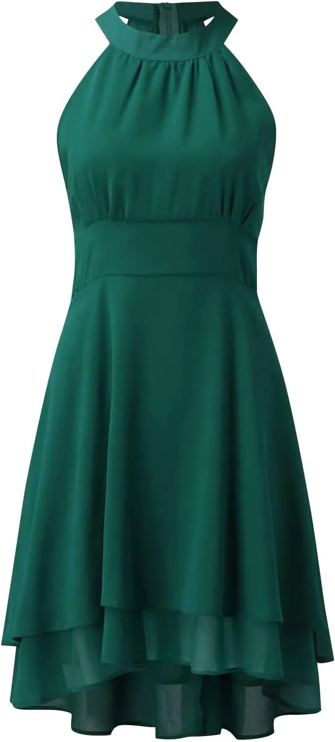 Dress Elegant for Women for Wedding 2025 Women's Halter Neck Sexy Split Cocktail Party Mini Short Formal Dresses