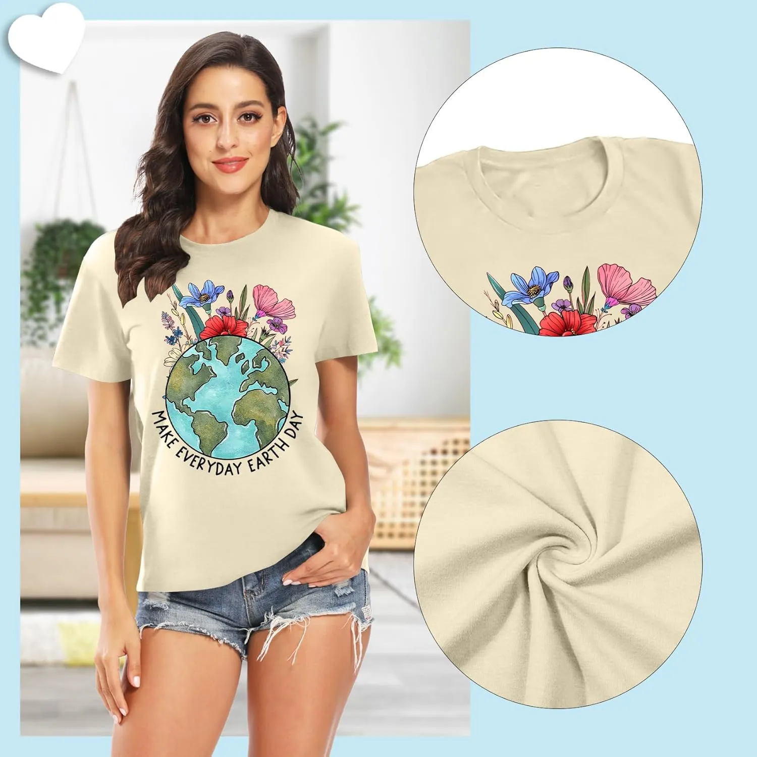Earth Day Shirt for Women Make Everyday Earth Day Graphic Shirt Environmental Tee Tops