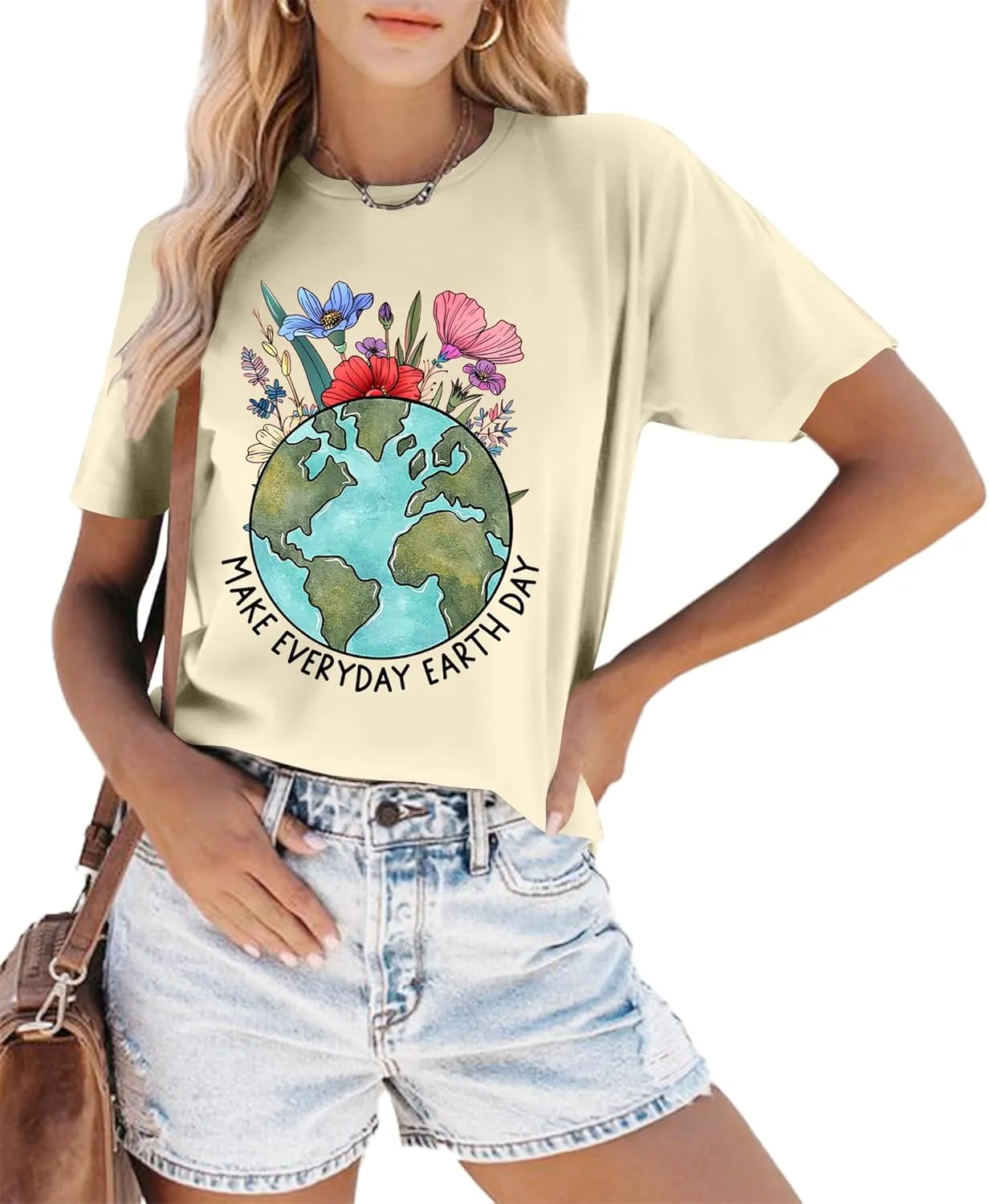Earth Day Shirt for Women Make Everyday Earth Day Graphic Shirt Environmental Tee Tops