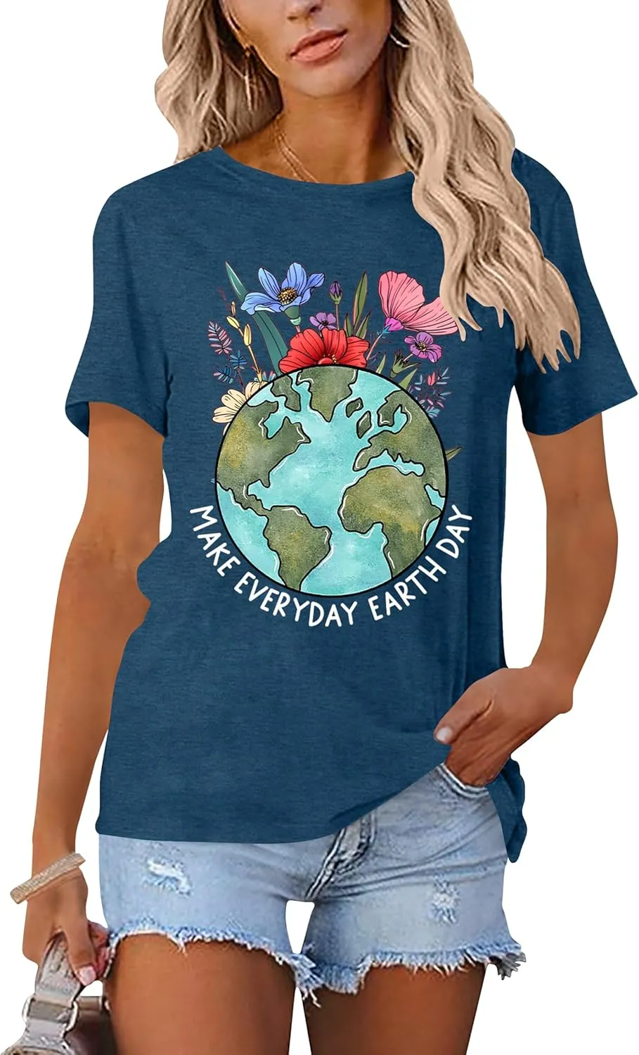 Earth Day Shirt for Women Make Everyday Earth Day Graphic Shirt Environmental Tee Tops