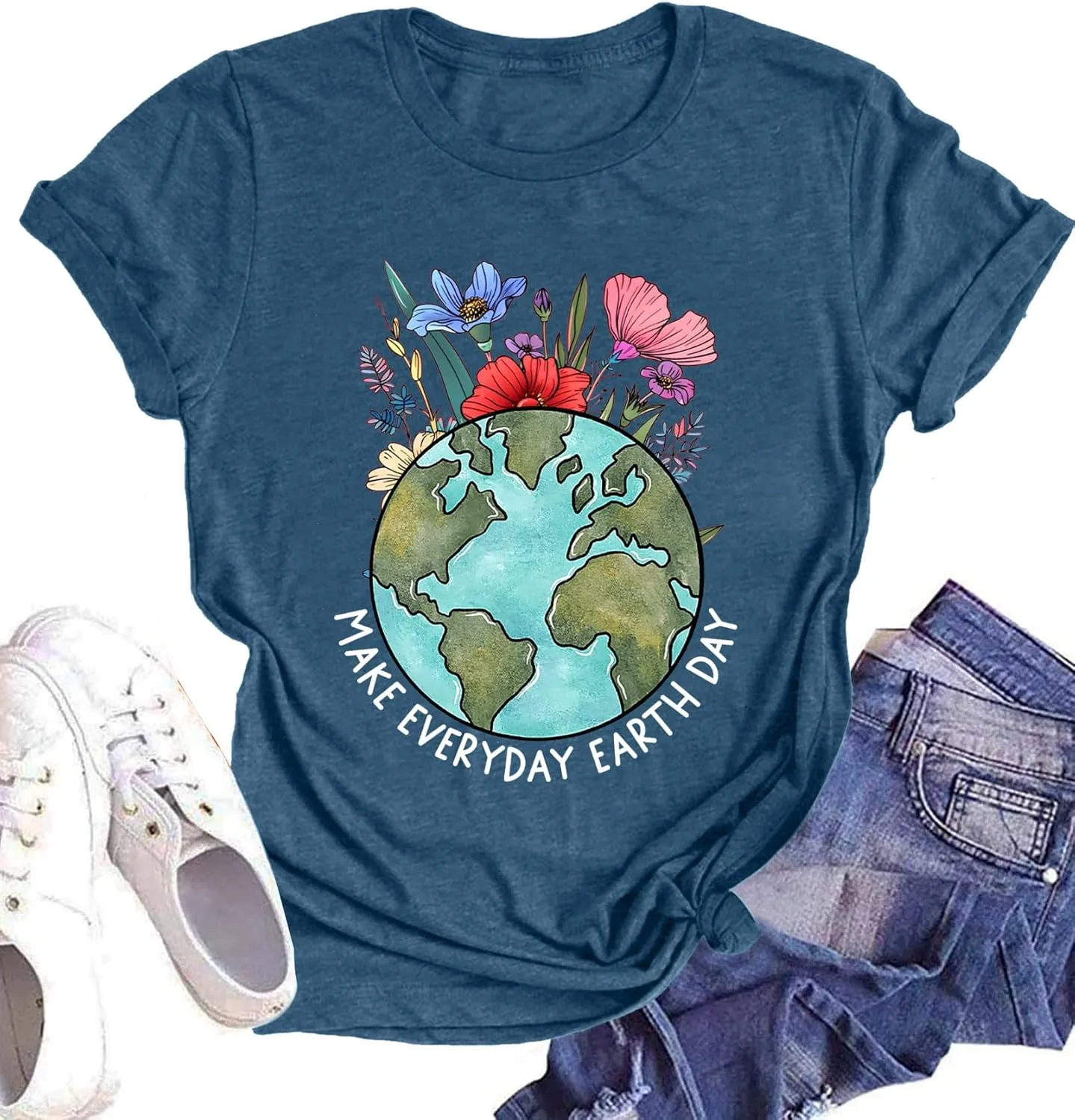 Earth Day Shirt for Women Make Everyday Earth Day Graphic Shirt Environmental Tee Tops