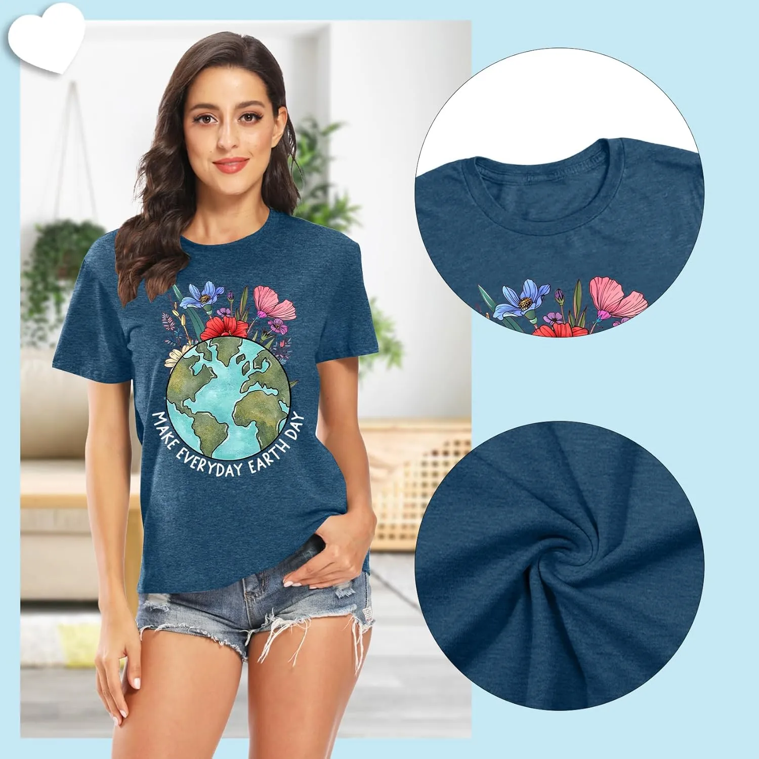 Earth Day Shirt for Women Make Everyday Earth Day Graphic Shirt Environmental Tee Tops