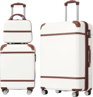 Elegant 3-Piece Hardshell Luggage Set for Effortless Travel, Lightweight Design with Smooth Spinner Wheels, White