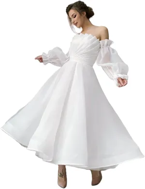 Elegant Short Wedding Dresses for Bride 2025 Engagement Ruffle Bridal Shower Dress for Wedding