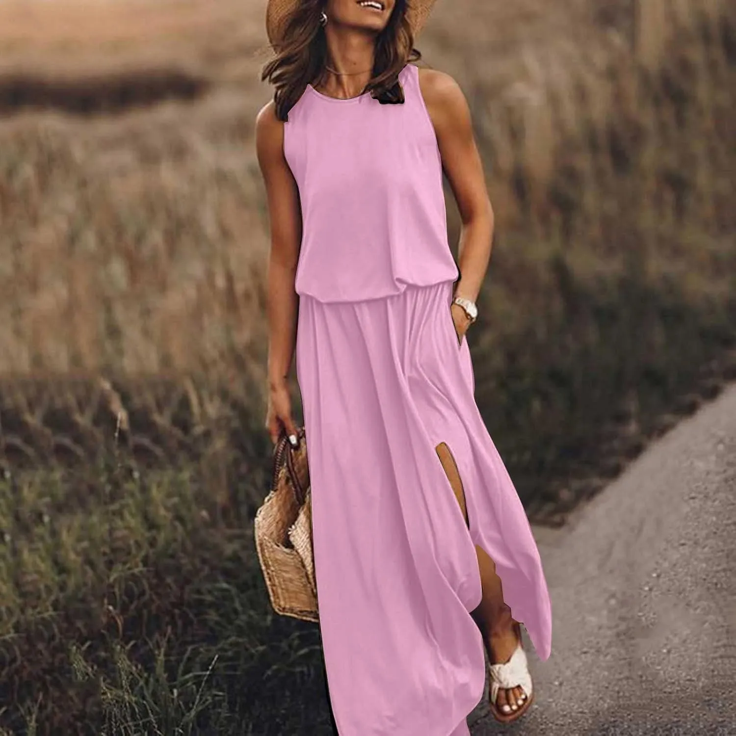 Elegant Sleeveless Maxi Dress for Women 2025 Sexy Flowy Long Dresses Perfect for Summer, Beach, and Resort Wear