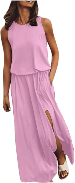 Elegant Sleeveless Maxi Dress for Women 2025 Sexy Flowy Long Dresses Perfect for Summer, Beach, and Resort Wear