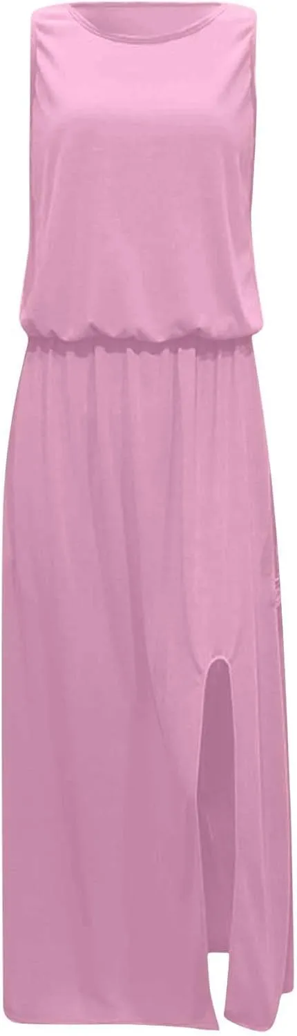 Elegant Sleeveless Maxi Dress for Women 2025 Sexy Flowy Long Dresses Perfect for Summer, Beach, and Resort Wear