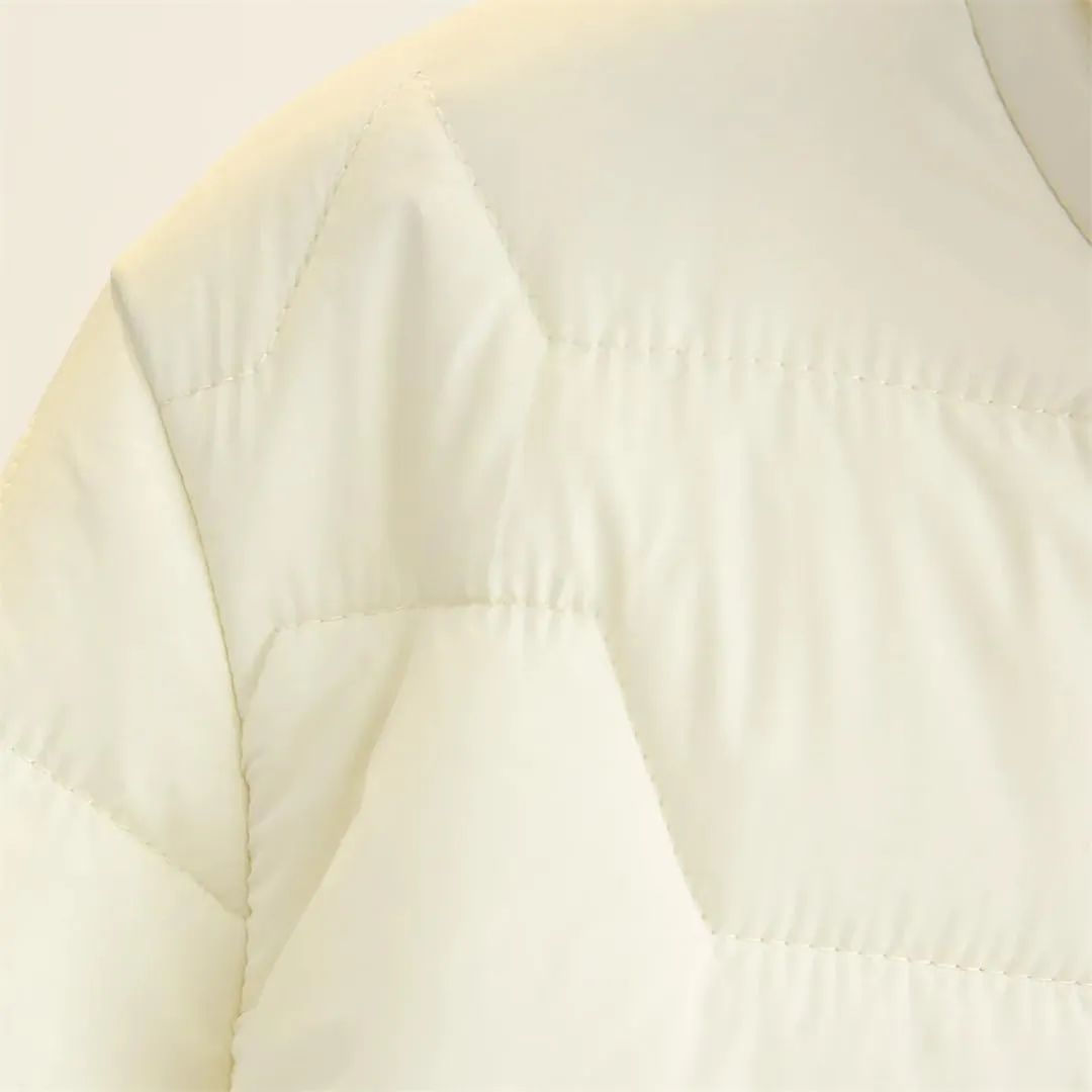Fall Winter Parka Women Simple Stand Collar Cotton Padded Coat Geometric Pattern Warm Jacket