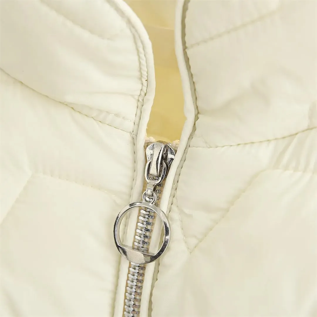 Fall Winter Parka Women Simple Stand Collar Cotton Padded Coat Geometric Pattern Warm Jacket