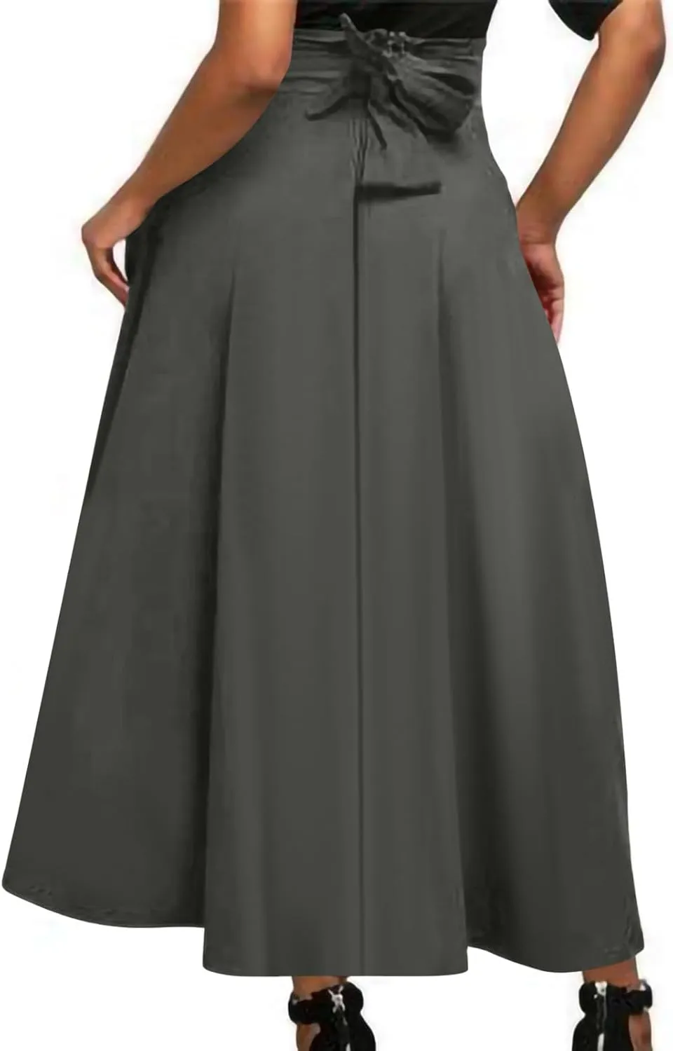 fartey Womens Maxi Skirt A-Line Pleated High Waist Long Skirts Full Ankle Length Flowy Swing Elegant Casual Fall Skirts