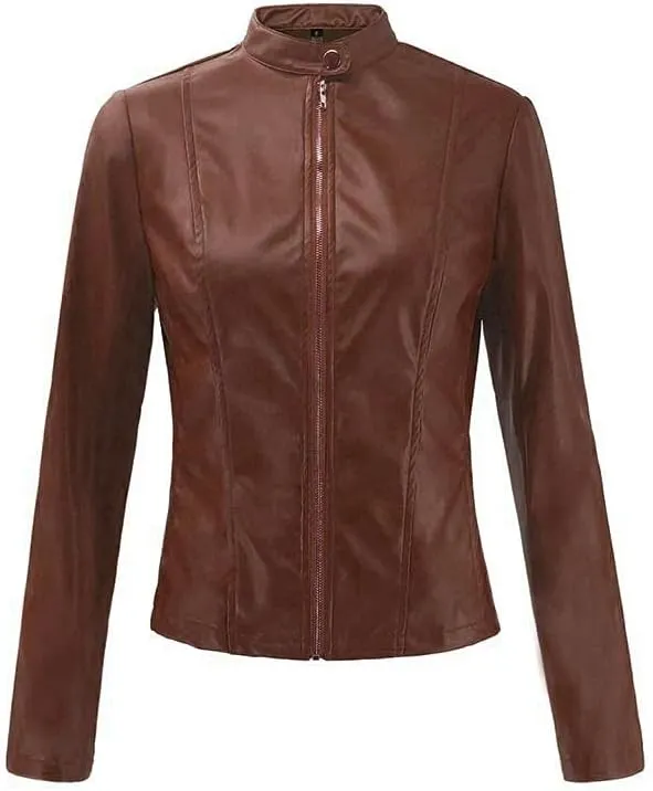 Faux Leather Jackets Women PU Moto Biker Motocycle Outwear Coat Dressy Casual Long Sleeve Zip Up Fall Fashion Jacket