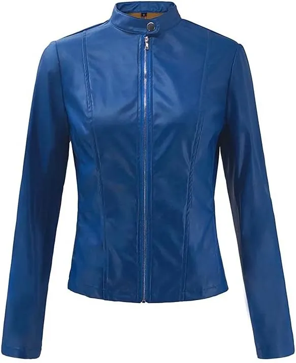 Faux Leather Jackets Women PU Moto Biker Motocycle Outwear Coat Dressy Casual Long Sleeve Zip Up Fall Fashion Jacket