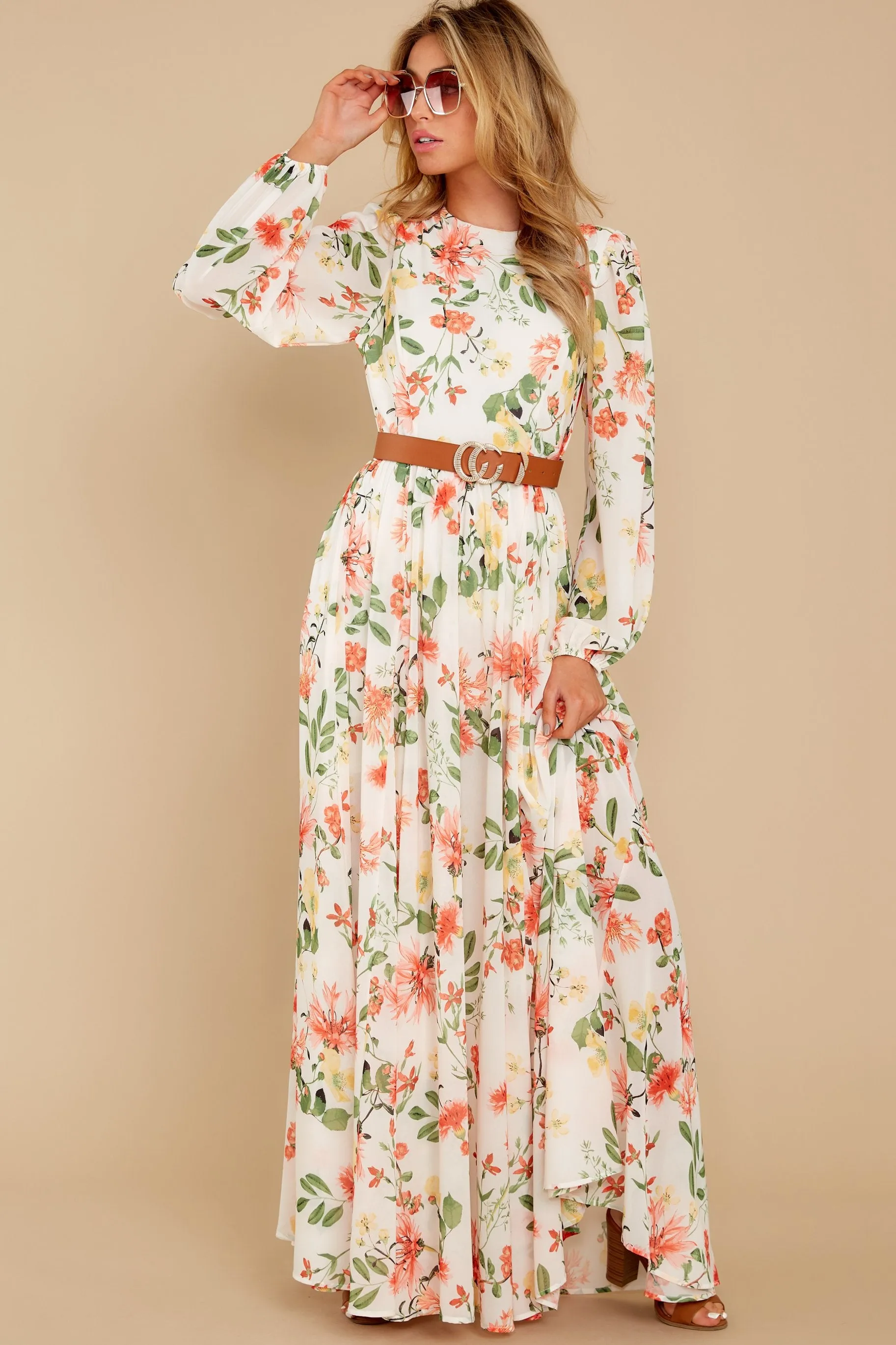 Flowers That Be Ivory Print Maxi Dress