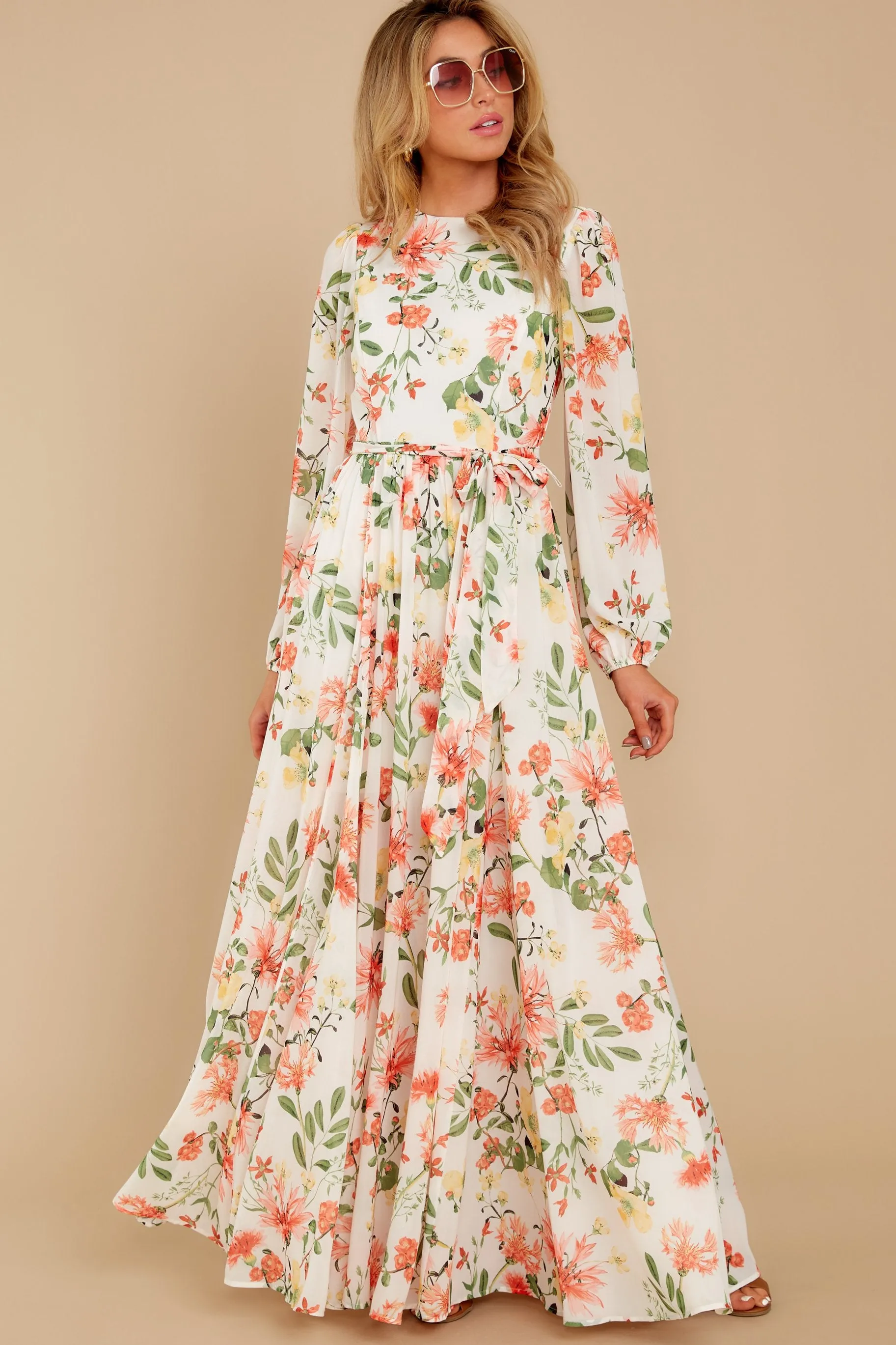 Flowers That Be Ivory Print Maxi Dress